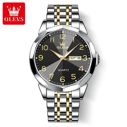 OLEVS 9970 Men’s Watch – Stylish model with digital dial, date and day display, water-resistant, luminescent, quartz – Original luxury watch