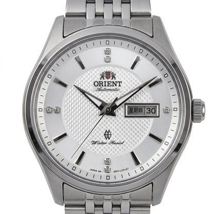Relógio mecânico automático para homem da Orient, com calendário duplo (data e dia da semana), índices em cristal e bracelete em aço inoxidável – Relógio de pulso de estilo profissional