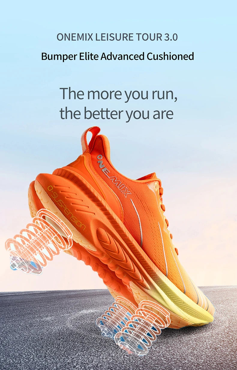 ONEMIX Nye løbesko med støddæmpning til mænd, velegnede til tunge løbere, snøresko til sport, kvinder, skridsikre udendørs atletiske herresneakers