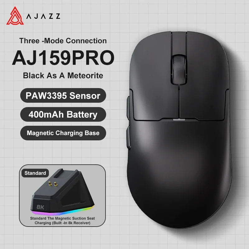 Ajazz AJ159 PRO/APEX Gaming-Maus 8000Hz Abtastrate Paw3950 Farbdisplay Magnetischer Standfuß AJ159P Büro & Gaming