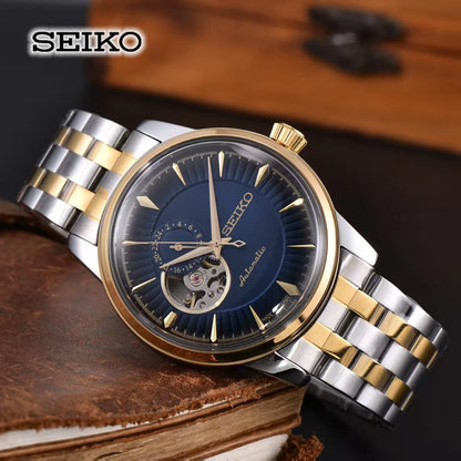 Seiko's new men's and women's business mechanical wristwatch, casual classic stainless steel strap, fashionable couple's watch