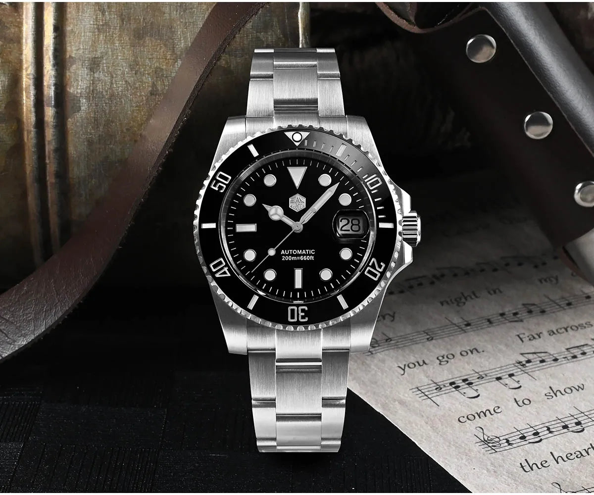 San Martin Verbesserte Version 40mm Water Ghost Diver Watch Herren Luxus-Automatikuhr Mechanische Uhr Saphir Wasserdicht 200m SN0017