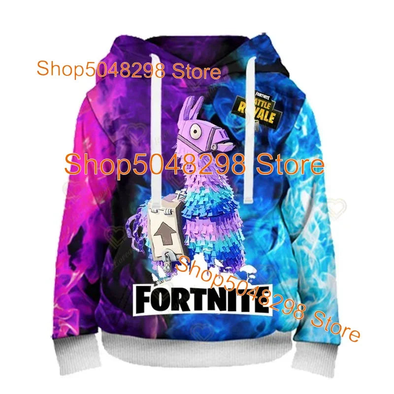 Men’s and Women’s Hoodie with 3D Battle Royale Fortnite Victory Print, Hooded Streetwear Sweatshirts for Boys and Girls