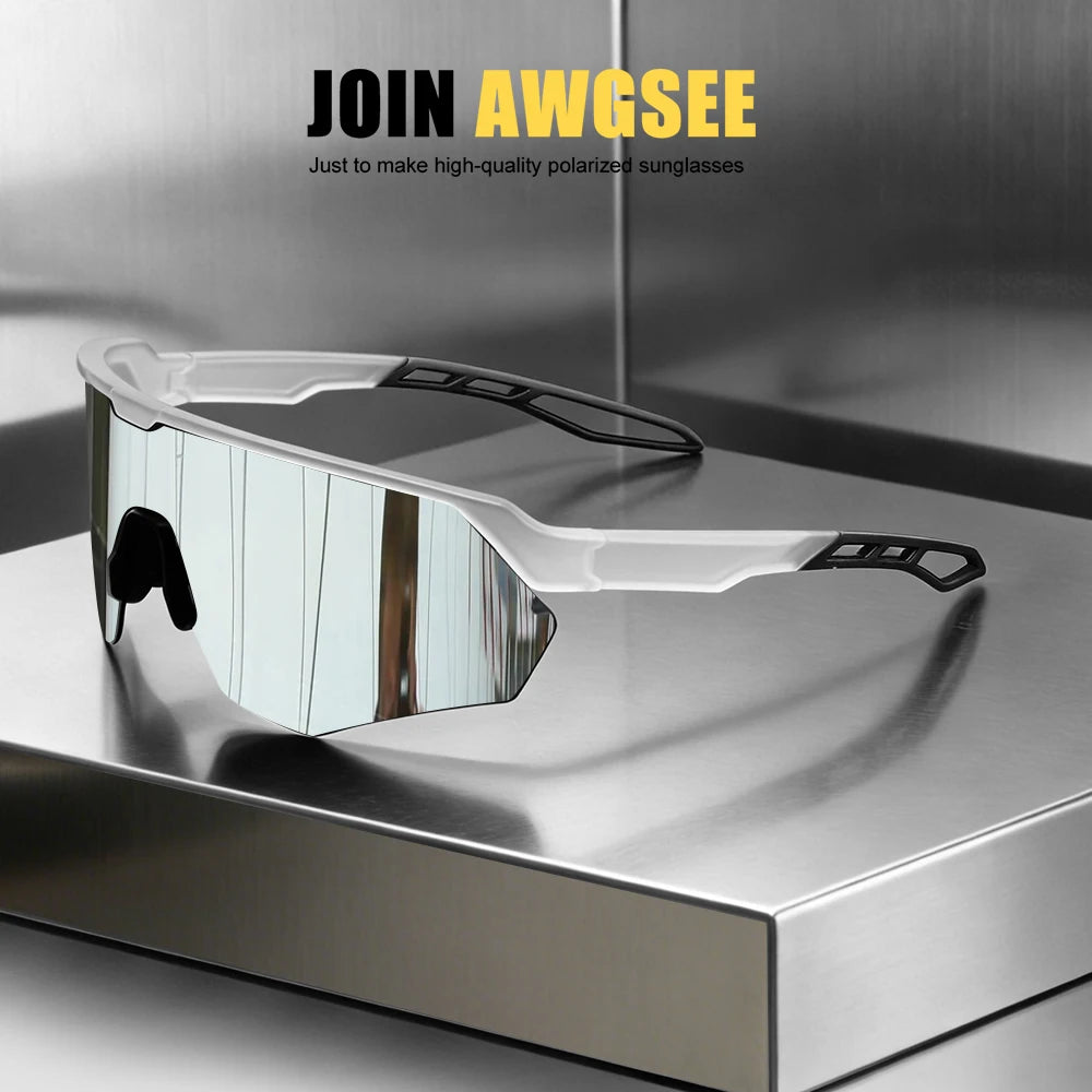Half frame polarized bicycle sunglasses - windproof, lightweight, unisex, suitable for skiing, running, and outdoor activities