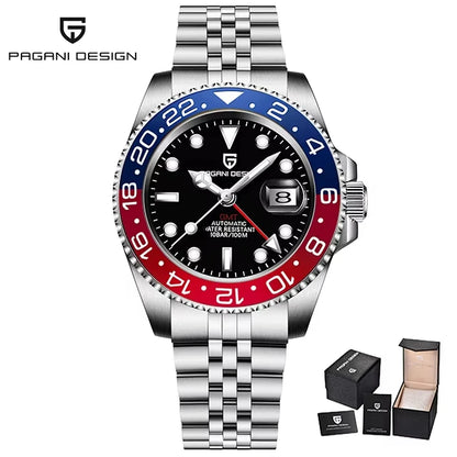 GMT Wristwatch PAGANI DESIGN Automatic Watch 40mm Mens Watch Top Brand Mechanical Watch 100M Waterproof Luminous Watches PD-1662