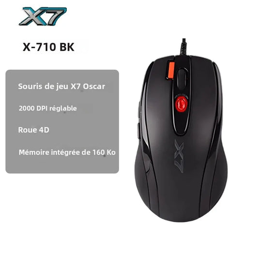 Igralna miška A4TECH X7 X-710BK Oscar, 2000DPI, 1000HZ, 4D kolešček, 160K vgrajenega pomnilnika, Oscar Mouse Editor, brez gonilnikov