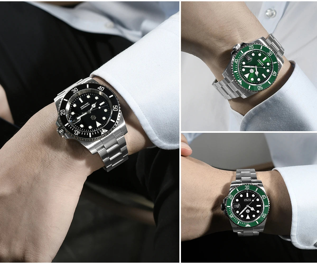 San Martin Verbesserte Version 40mm Water Ghost Diver Watch Herren Luxus-Automatikuhr Mechanische Uhr Saphir Wasserdicht 200m SN0017