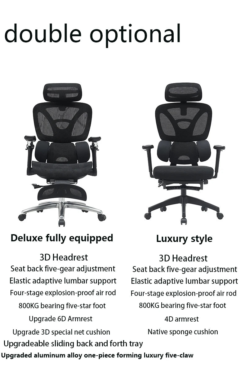 Ergonomic Office Chair Mesh Seat Adjustable Headrest Commercial Chair Footrests Support Comfortable Lumbar Chaise Ergonomique