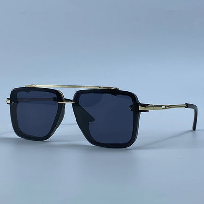 Steampunk Square Double Bridge Sunglasses Men Big 2026 Luxury Brand Designer Retro Punk Driving Sun Glasses Metal Frame Eyewear