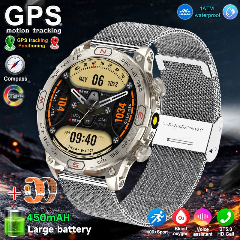 Men's Fashion Outdoor Sport GPS Smart Watch with AMOLED HD Screen, Heart Rate Monitor, and Waterproof Features