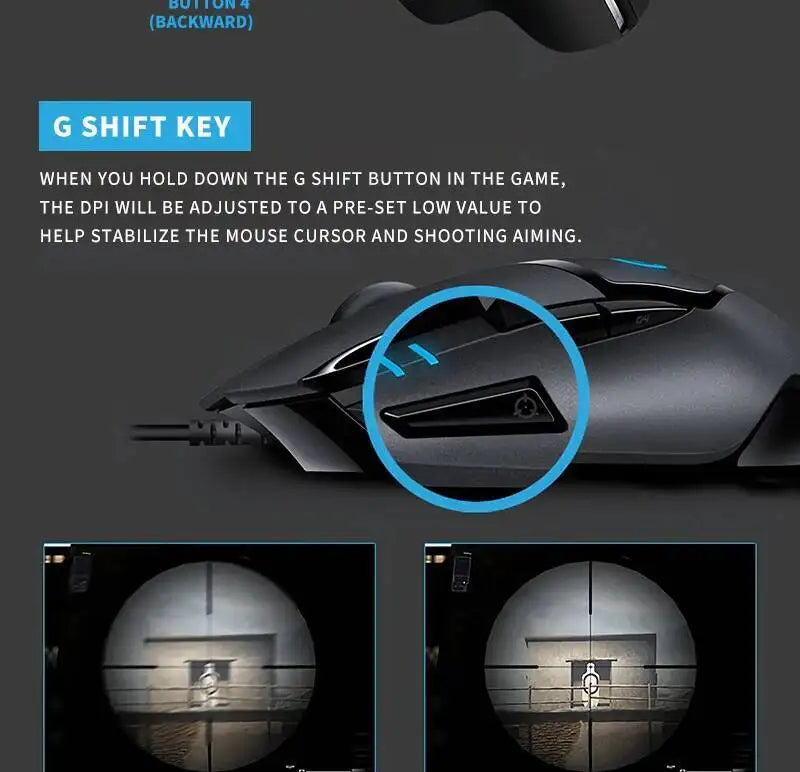 Mouse de gaming Logitech G402 Fusion Engine Tech, 4 setări DPI, procesor pe 32 de biți, antiderapant, pentru gaming competitiv profesional