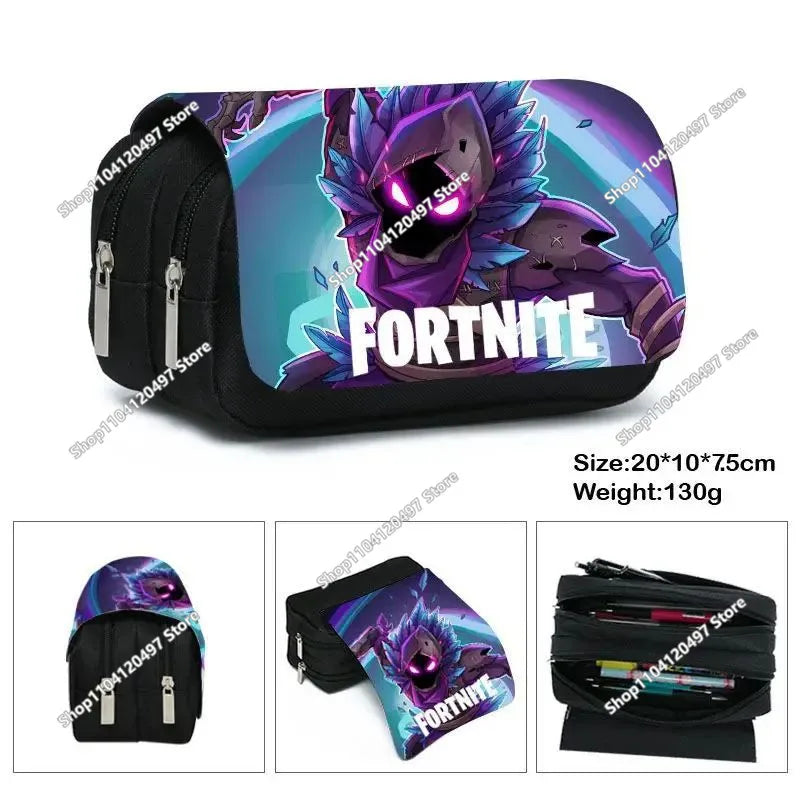 Голям ученически несесер Fortnited с голям капацитет, калъф за моливи, детска играчка, чанта за химикалки, ученически пособия, несесер за канцеларски материали, геймърски подаръци за момчета