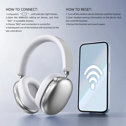 Wireless Bluetooth Noise Cancelling Headphones, Over-Ear Bluetooth Wireless Headphones with Mic, Sports Gaming Headset for Apple, HiFi Stereo Bluetooth 5.3 Headphones