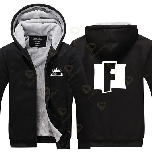 New Arrival Fortnite Men Cool Sweatshirt Battle Game Coat Winter Thick Fleece Warm Zipper Harajuku Hoodie Streetwear