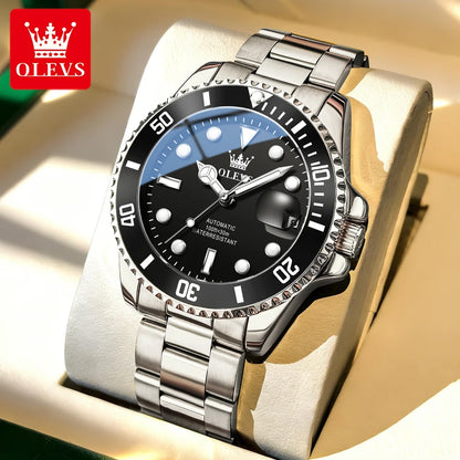 Montre mécanique automatique de luxe pour homme OLEVS 6650 – Étanche, luminescente, bracelet en acier – Montre-bracelet pour homme, style professionnel, grande marque