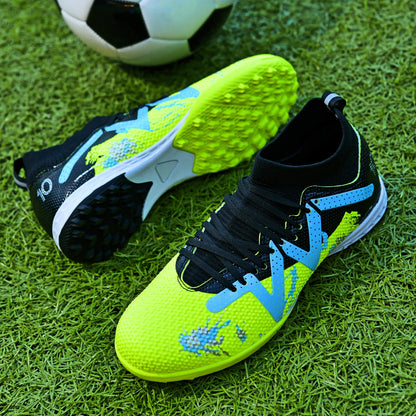 TF Turf Soccer Shoes PU Fabric Breathable Upper Rubber Sole Wear Resistant Anti Slip Men Women Kids Youth Training Sneakers