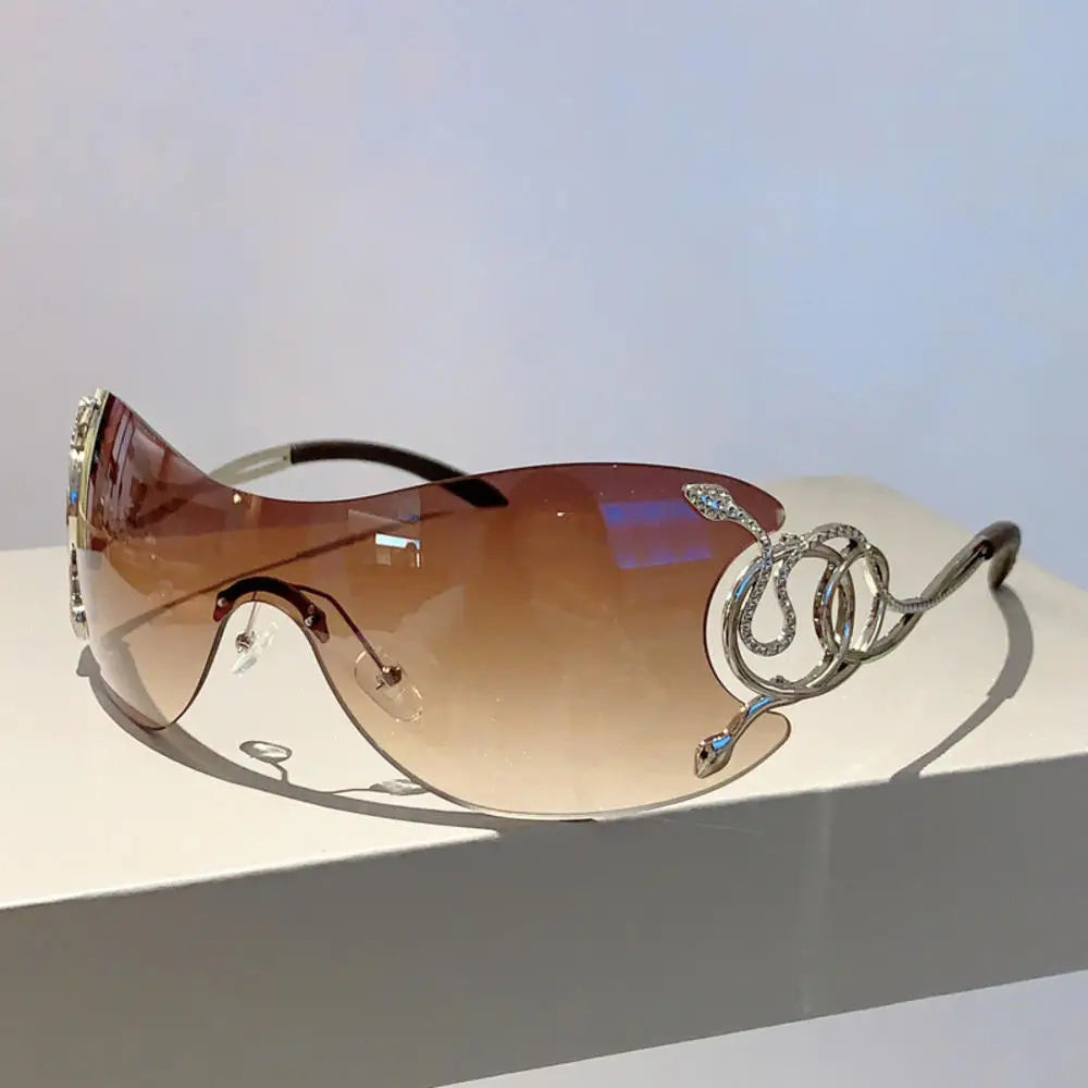 KLASSNUM Y2K Vintage Women's Luxury Sunglasses Gradient SunGlasses Men Rimless Pilot Goggles Uv400 Unisex Glasse for Spicy Girl