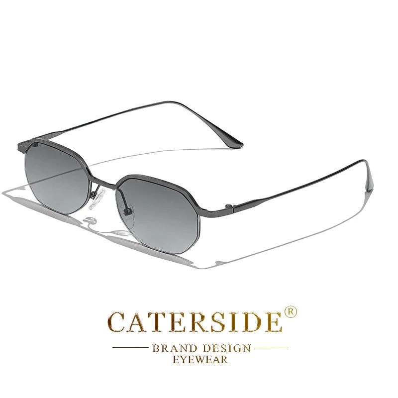 Caterside New Retro Small Frame Sunglasses Men's Polygonal Lenses Sun Glasses Women Business Travel Party Eyewear Summer Style