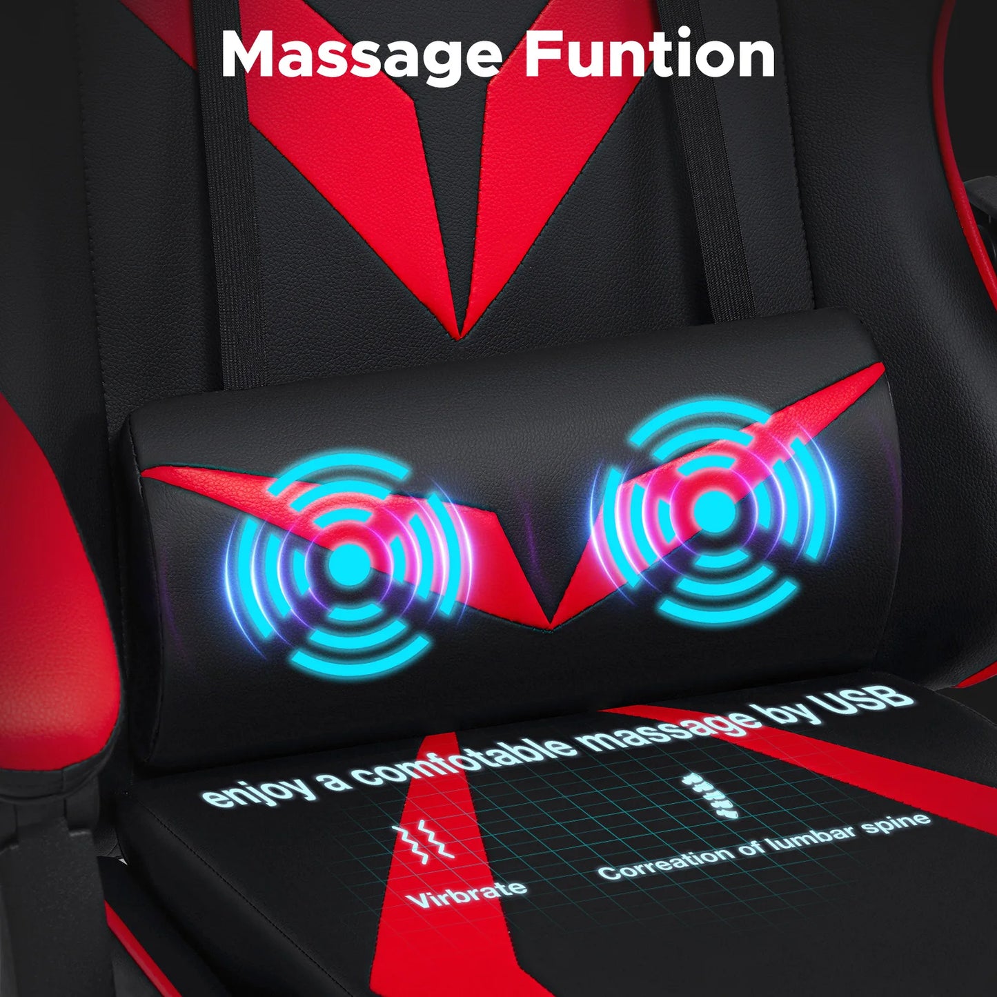 Gaming Chair with Massage Ergonomic Computer Chair Footrest and Lumbar Support Reclining PC Game Chair Adjust Armrest Headrest
