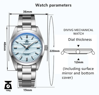ADDIESDIVE HOT AD2030 36mm Men's Watch Relogios Masculino No Logo Sports Bubble Mirror Pot Cover Glass 10Bar Quartz Wristwatches