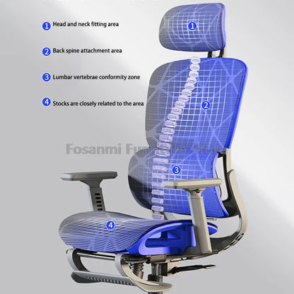 Atmungsaktiver Mesh-Computer-Bürostuhl mit Armlehnen und Lendenwirbelstütze, verstellbarer ergonomischer Schreibtischstuhl für Zuhause und Gaming mit Kopfstütze