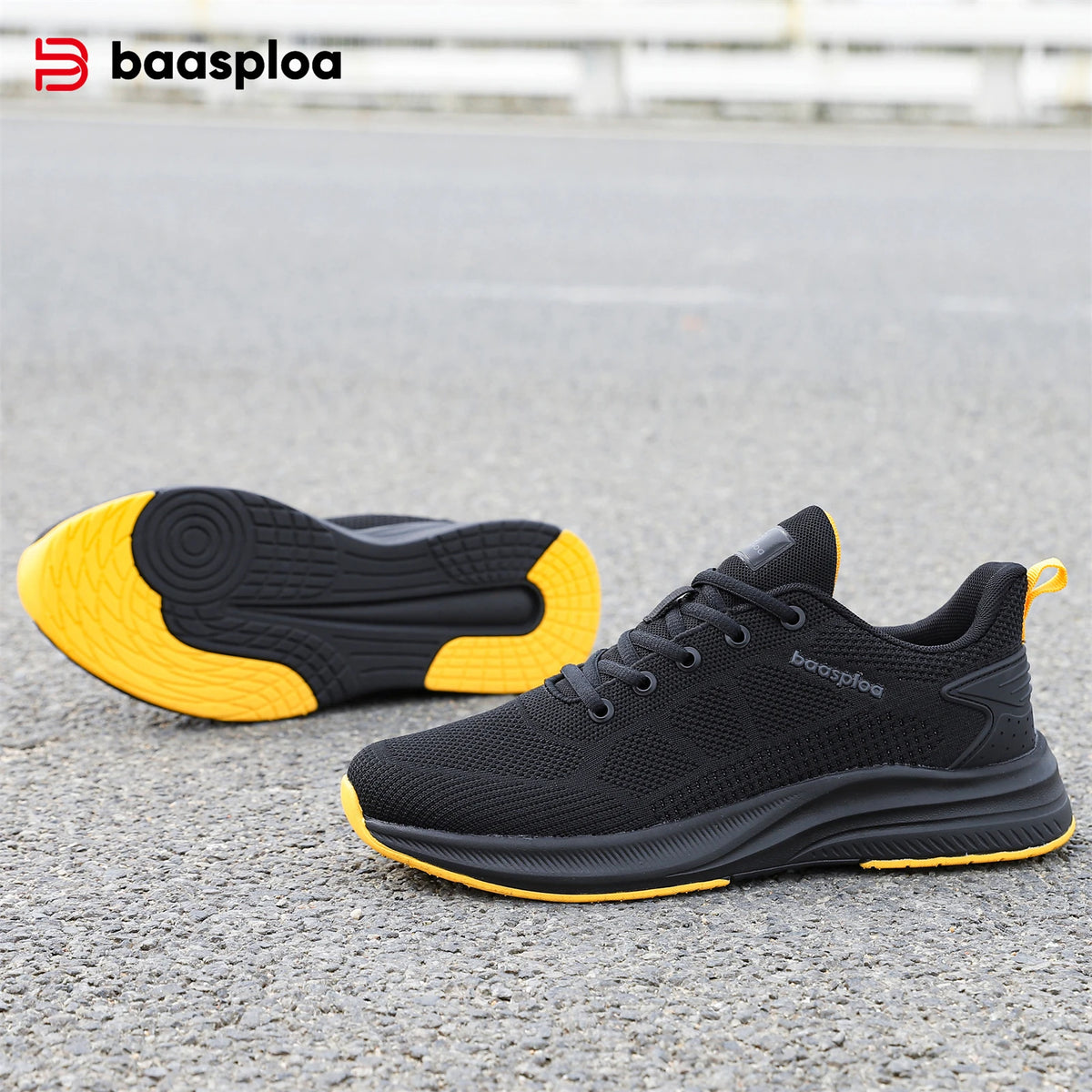 Baasploa Men Running Shoes Brand Male Designer Mesh Casual Sneakers Lightweight Lace-Up New Male Outdoor Sports Tennis Shoe