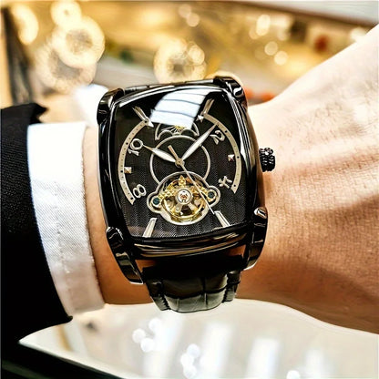 [Ceas mecanic de lux cu turbilion] Ceas mecanic de lux cu turbilion, ușor, pentru bărbați – Model de vârf, complet automat, în stilul „scheletat” la modă, ideal pentru o ținută profesională sau