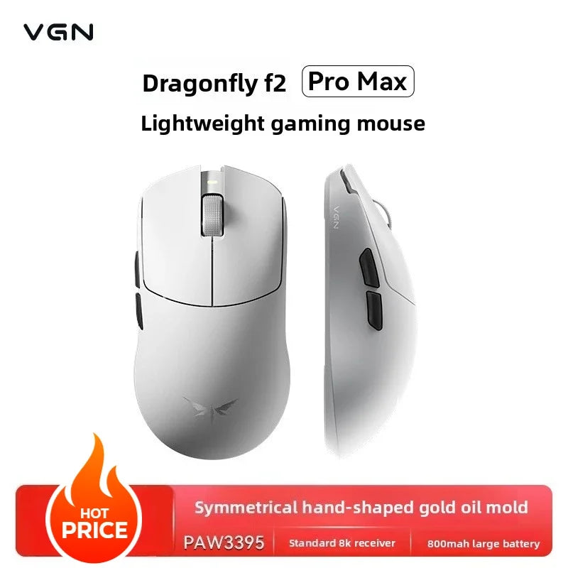 Ratón gaming esports VGN Dragonfly F2 ProMax/Ultra 42000DPI 0.125ms para CSGO, baja latencia, con cable/inalámbrico, doble 8K, 3 modos, PAW3395/3950
