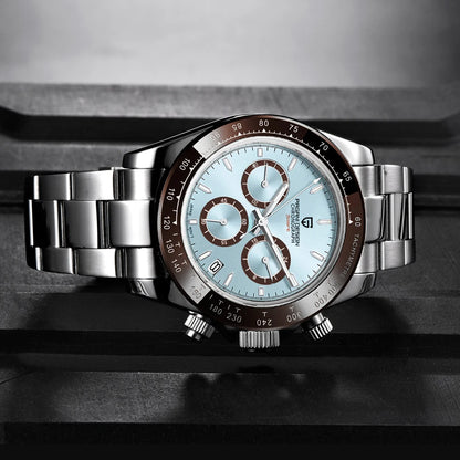 PAGANI DESIGN herenhorloge – Model met gekleurde wijzerplaten, luxe quartz-polshorloge, chronograaf met een uurwerk