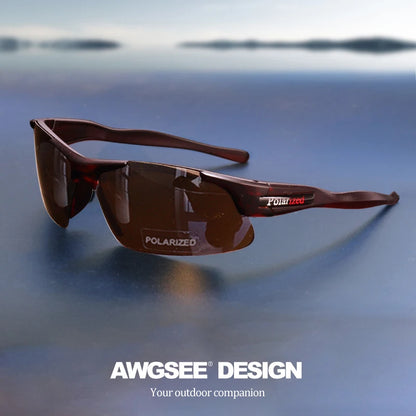 Men's Semi-Rim Polarized Sports Glasses - Matte Durable Frame & HD Coated Lenses for Golf/Fishing/Travel/Daily Use