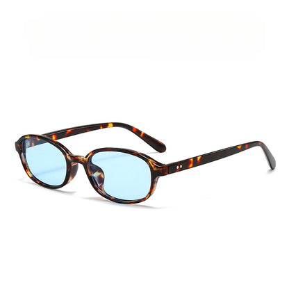 Personalized oval-shaped small frame plastic-rimmed sunglasses for men and women, suitable for daily sun protection