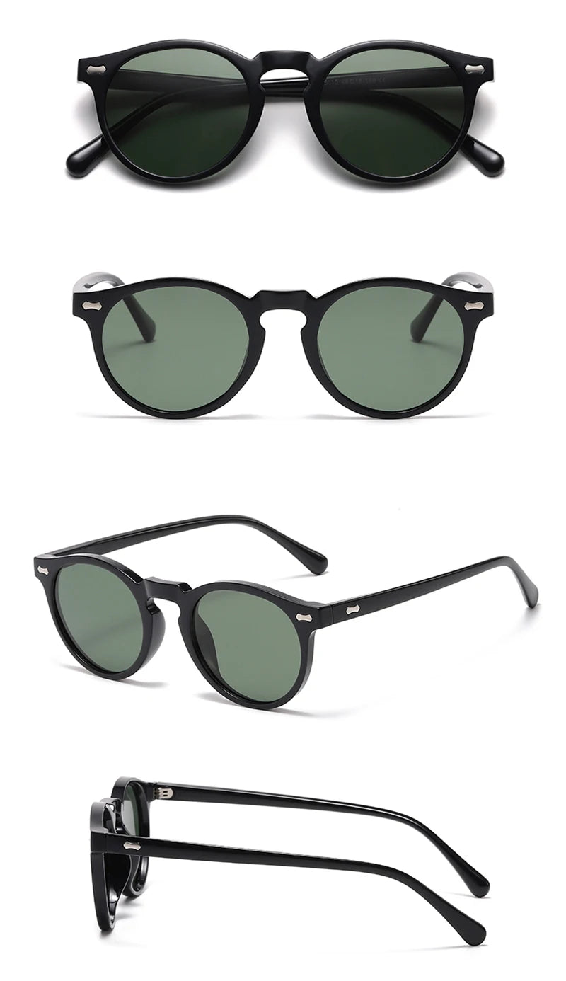 Peekaboo polarized sunglasses for men korean fashion driving round sun glasses for women uv400 green brown summer accessories