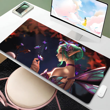 Tapete de rato Overwatch Mercy para PC Gamer, gabinete, kawaii, XXL, tapete de teclado com rapariga anime sensual, acessórios gaming para portátil e tapete de secretária