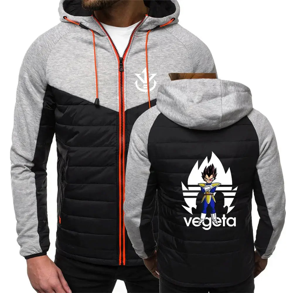 2026 Men's Saiyan Vegeta Avant-garde Style Patchwork Jacket Spring And Autumn Dragon Ball Logo Print Trendy Coat Hoodies, Produit gaming premium Fraquane