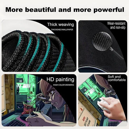 Anime-tyylinen pelityttö Overwatch -suuri hiirimatto 900x400 kannettavalle ja toimistoon, kuminen pehmeä pöytämatto, tietokoneen näppäimistölle, HD-painatus, XXL-hiirimatto