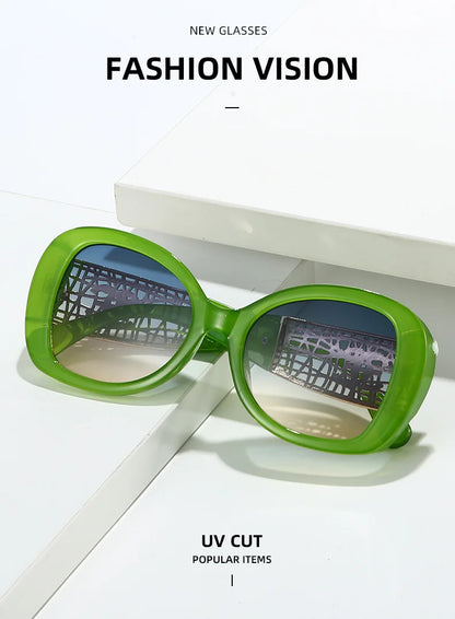 Hot Designer Fashion Women's Sunglasses Premium Retro Sunglasses Large Frame Metal Toad Glasses
