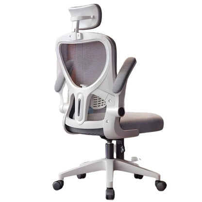 Fauteuil de salon ergonomique inclinable à dossier haut en maille, fauteuil de jeu à bascule, fauteuil de bureau pivotant et roulant avec coussin de soutien lombaire
