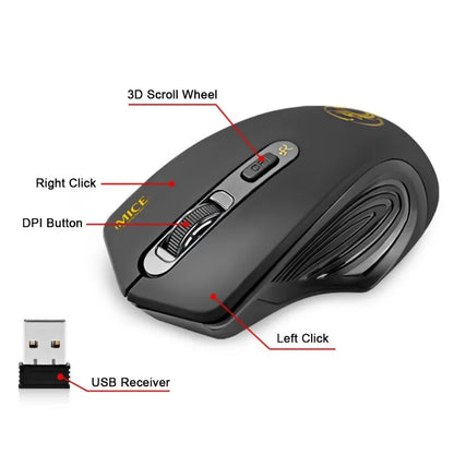 Nova brezžična miška 2000DPI z nastavljivim sprejemnikom USB 3.0, optična računalniška miška 2.4GHz za gaming, ergonomska zasnova za prenosnik