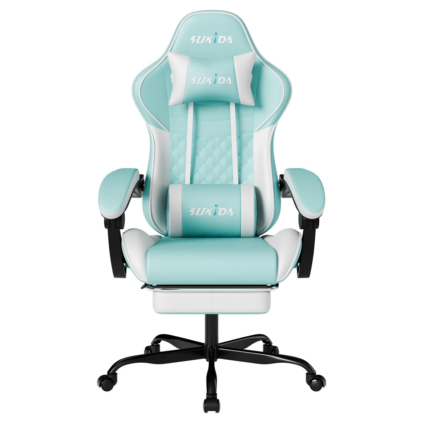 SUKIDA Ergonomic Gaming Chair with Footrest, Lumbar Support Computer Chair, Comfortable Office Chair with Adjustable Reclining Backrest