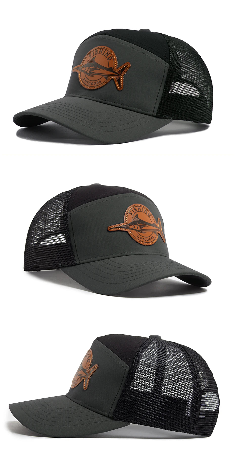 Shark Leather Label férfi baseball sapka, alkalmi, 7 panelos stílusú trucker sapka, divatos hiphop hálós sapka, nyári női napellenzős sapka, unisex