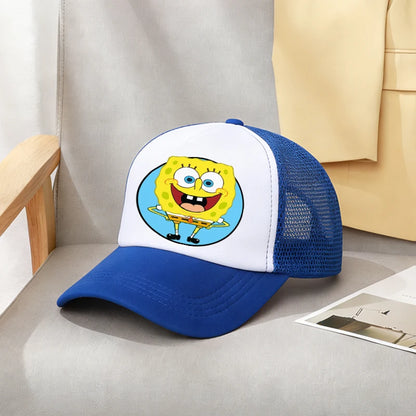 Cute SpongeBobs Baseball Cap Movie Cartoon Round Role Boy Girl Kids Adult Sport Casual Sunshade Adjustable Anime Peaked Mesh Hat