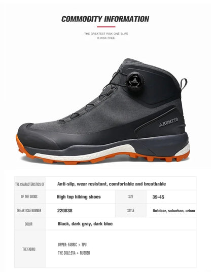 HUMTTO Leather Shoes for Men Winter Camping Outdoor Men's Sports Shoes Breathable Trekking Boots Man Non-slip Hiking Sneakers