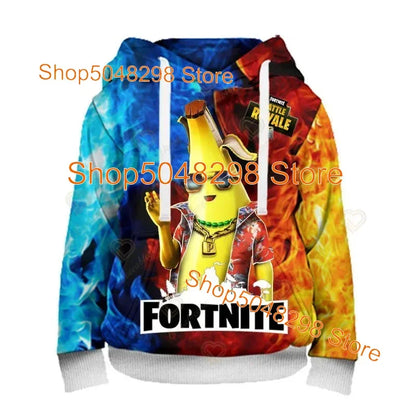 Men’s and Women’s Hoodie with 3D Battle Royale Fortnite Victory Print, Hooded Streetwear Sweatshirts for Boys and Girls