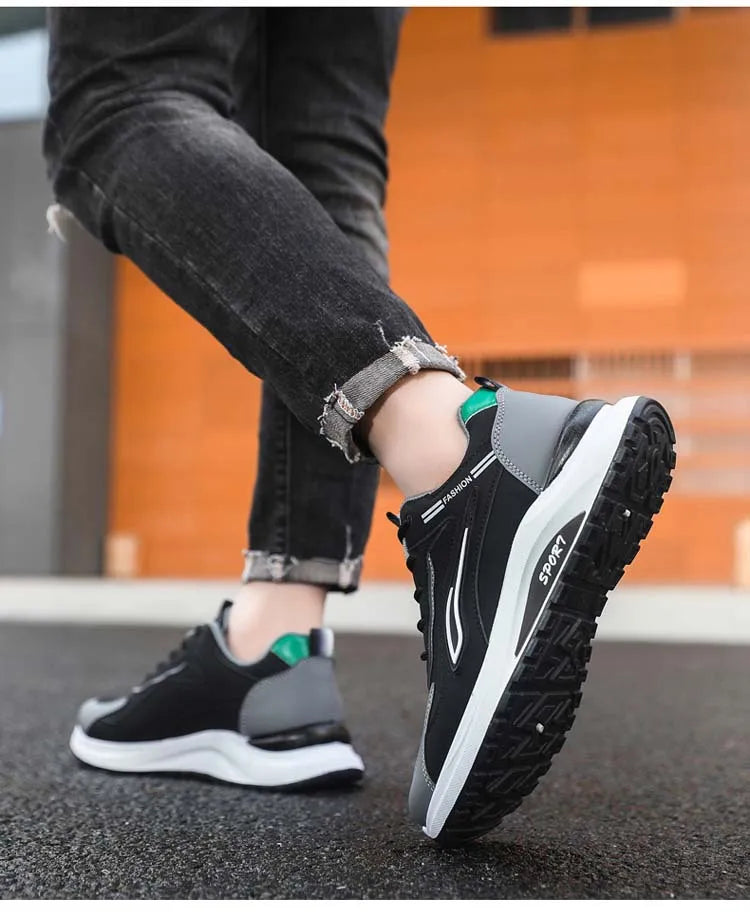 Modne męskie buty sportowe w koreańskim stylu, sznurowane, casualowe, do biegania, wygodne, oddychające, z grubą podeszwą