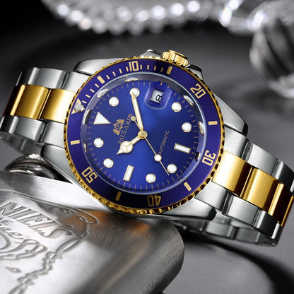 High Quality Automatic Mechanical Watch for Men Stainless Steel Red Dial Date Strong Luminous Luxury Men Watch Reloj Hombre