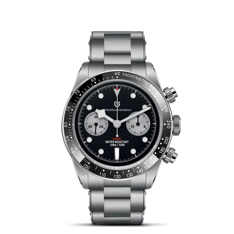 Vyriškas laikrodis „PAGANI DESIGN“ „Panda“ – prabangus kvarcinis chronografas, atsparus vandeniui, safyro stiklas su antirefleksine danga, šviečiantis sportinis laikrodis