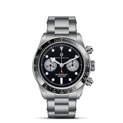 Vyriškas laikrodis „PAGANI DESIGN“ „Panda“ – prabangus kvarcinis chronografas, atsparus vandeniui, safyro stiklas su antirefleksine danga, šviečiantis sportinis laikrodis