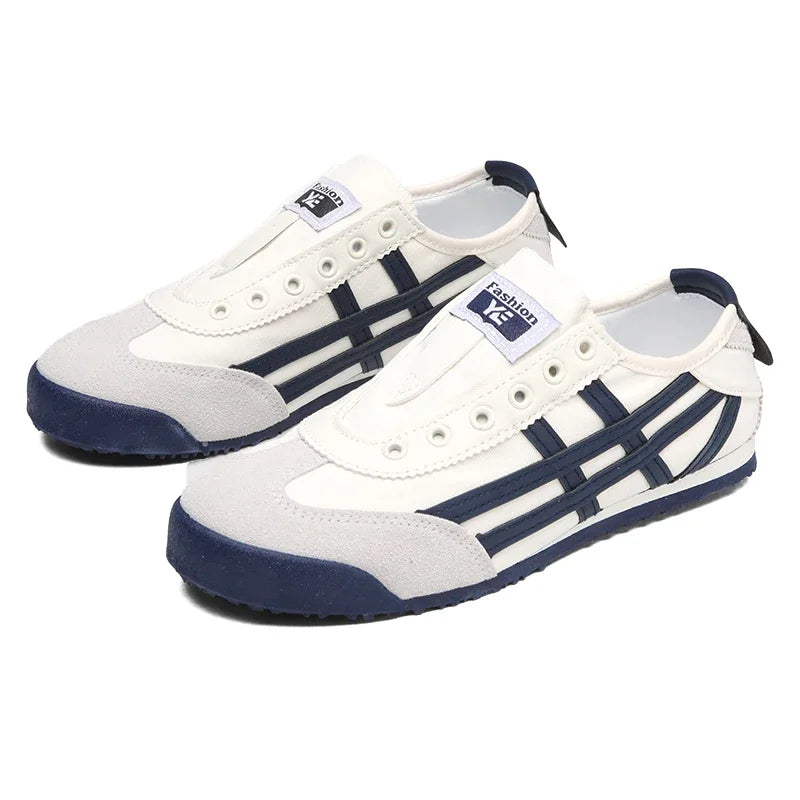 Men's Classic Running Shoes Lace Up Flat Bottom Sports Shoes Soft Sole Walking Gym Breathable Couple Casual Canvas Tennis Shoes