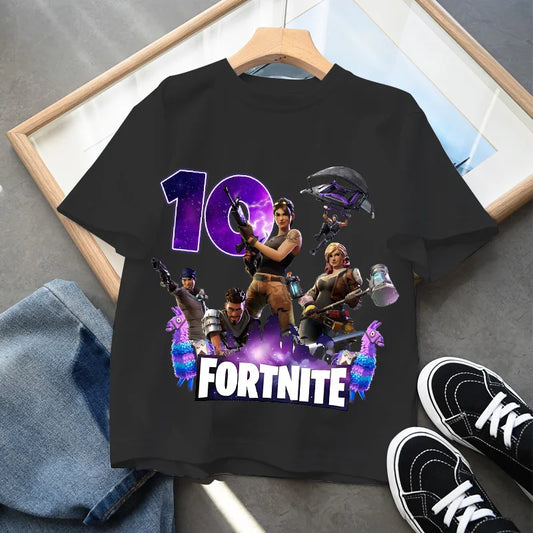 Fortnites Children Birthday Number T Shirt Girls Boys Summer Clothes Baby Cotton Tee Shirts Party Short Sleeve Tops Toddler Gift