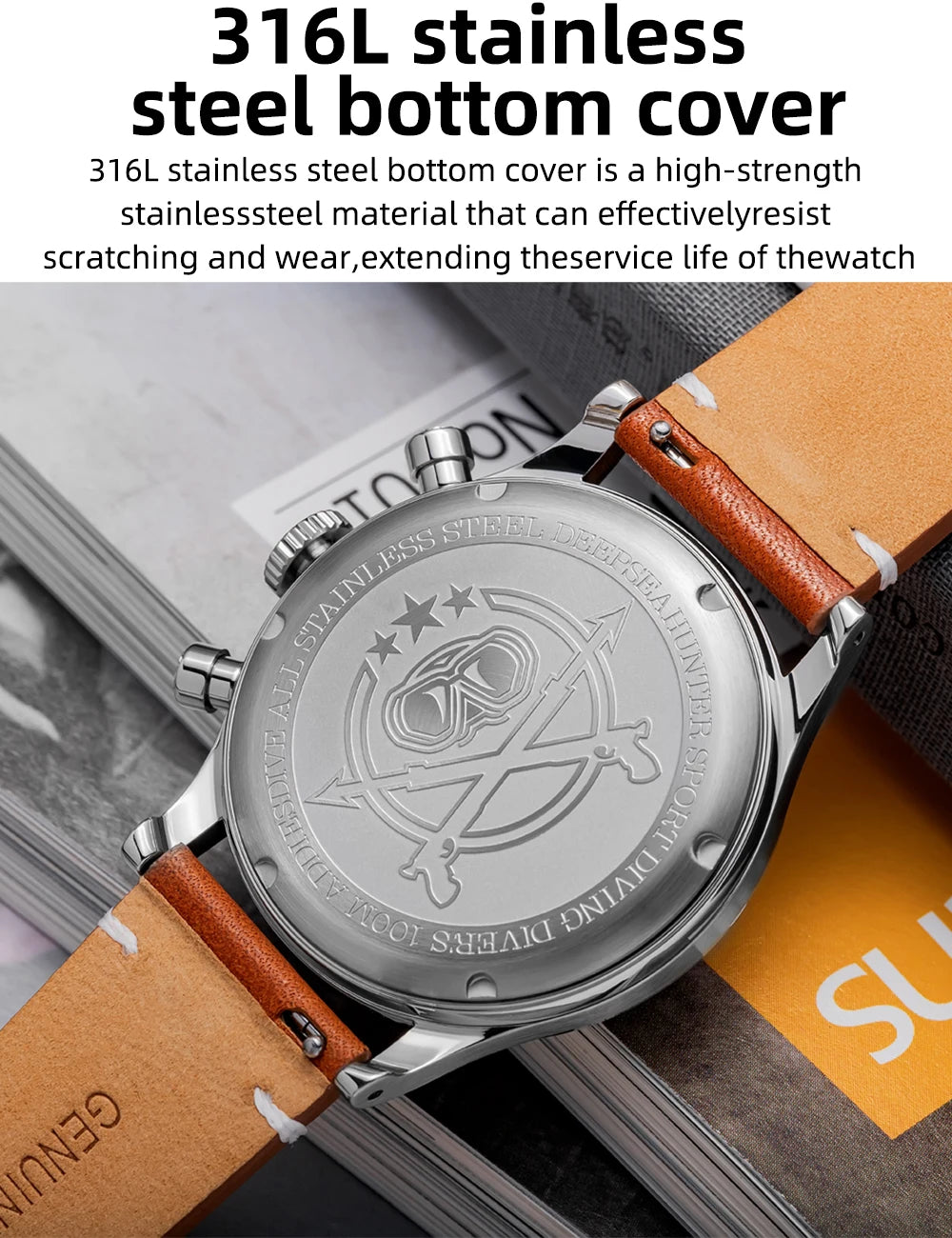 ADDIESDIVE Reloj Hombre  Multifunctional Chronograph Watch VK64 Leather Watch 10Bar Waterproof Mens Quartz Watches часы